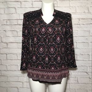 ➡️DANIEL RAINNE⬅️Long Sleeve Black Floral Tunic